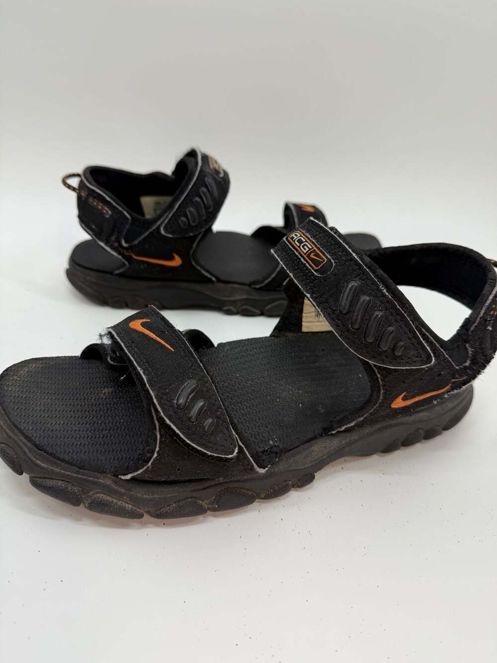 Vintage 2000 Nike ACG Water Cat Trail Hiking Sandals Black Orange Men's 10